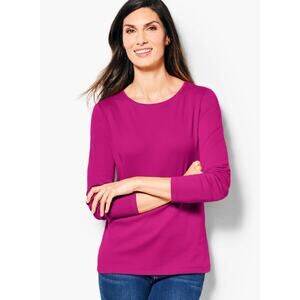 Minimalist Prima Cotton Talbots Women's Medium Pink Long Sleeve Casual Shirt